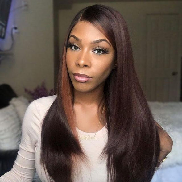 Beauty Long Straight Dark Brown Glueless Wig