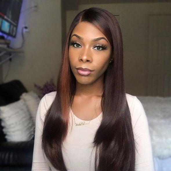 Beauty Long Straight Dark Brown Glueless Wig