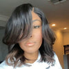 Beauty Shoulder Wavy Black Brazilian Wig With Bangs