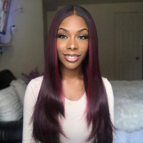 Beauty Long Straight Red Brown Glueless Wig