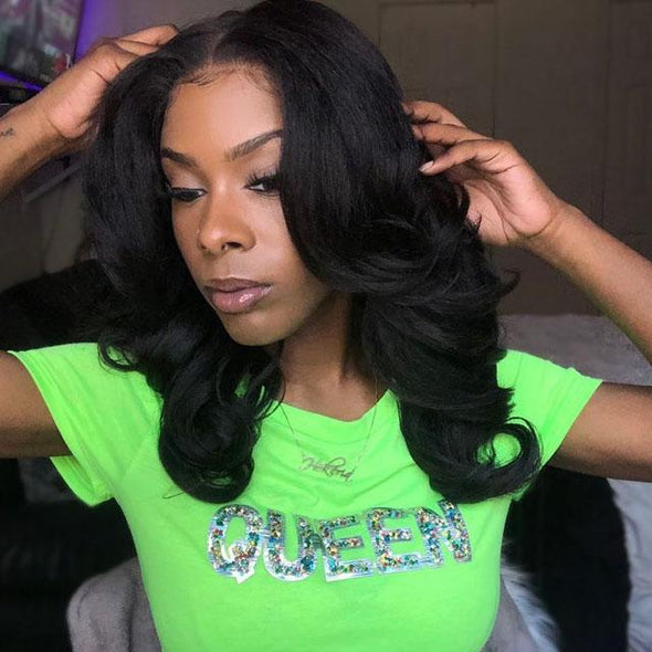 20" Black Shoulder Wavy Glueless Wig