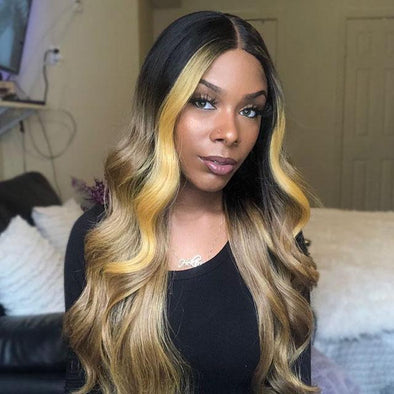 Hot Sale Long Wave Black Blonde Glueless Wig