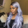 Wavy Black Purple Color Glueless Wig