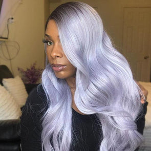 Wavy Black Purple Color Glueless Wig