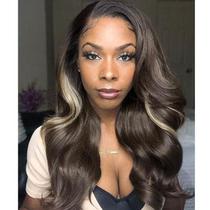 22" Dark Brown Long Body Wave Glueless Wig