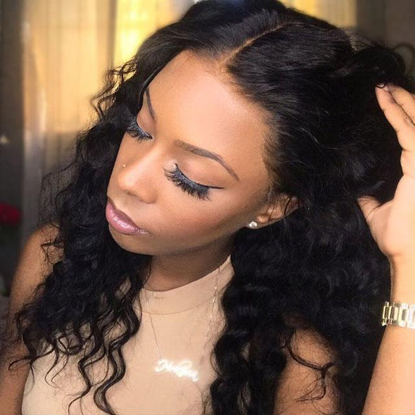 20" Deep Wave Black Fashion Glueless Wig