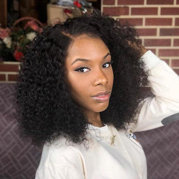 18” Short Curly Black Bob Glueless Wig