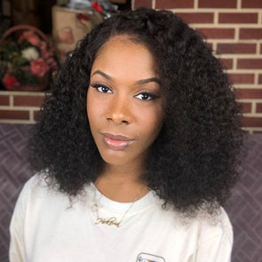 18” Short Curly Black Bob Glueless Wig