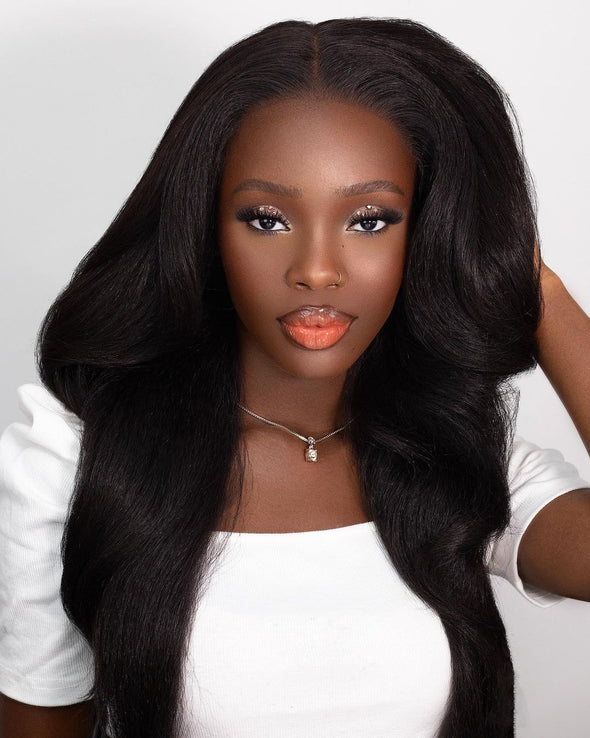 O.U Style Black Long Glueless Natural Wig-9