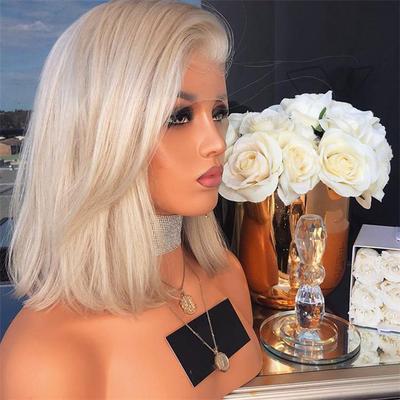 Silver-white straight short wig