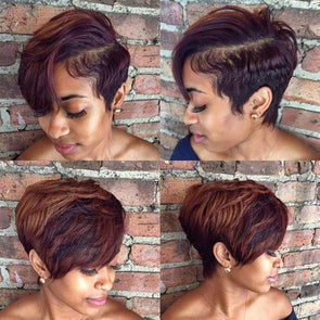 2021 Brown Short Hair Pixie Cut Wig