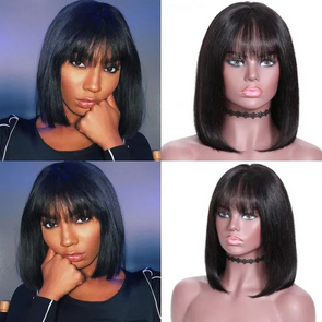 Black short bob wig