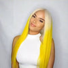 Super cute latest bright platinum yellow straight / wave wig