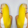 Super cute latest bright platinum yellow straight / wave wig