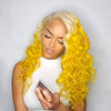 Super cute latest bright platinum yellow straight / wave wig