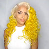 Super cute latest bright platinum yellow straight / wave wig